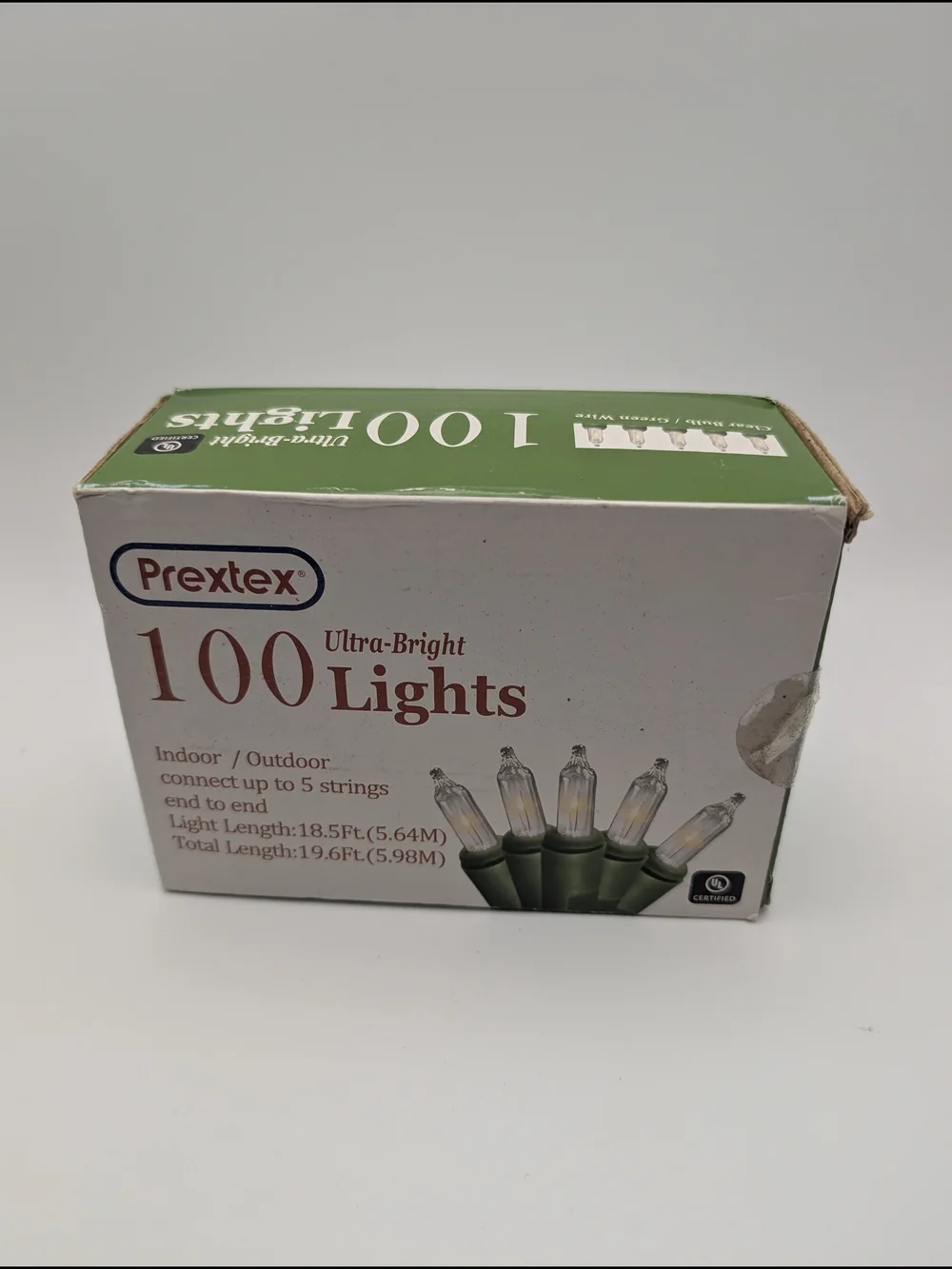 Prextex Ultra-Bright 100 Indoor/Outdoor Clear Lights Brand New Green Cord